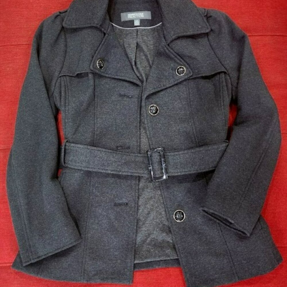 NEW (no tags) Kenneth Cole Reaction Belted Peacoat | Cotton Poly Blend (Large)